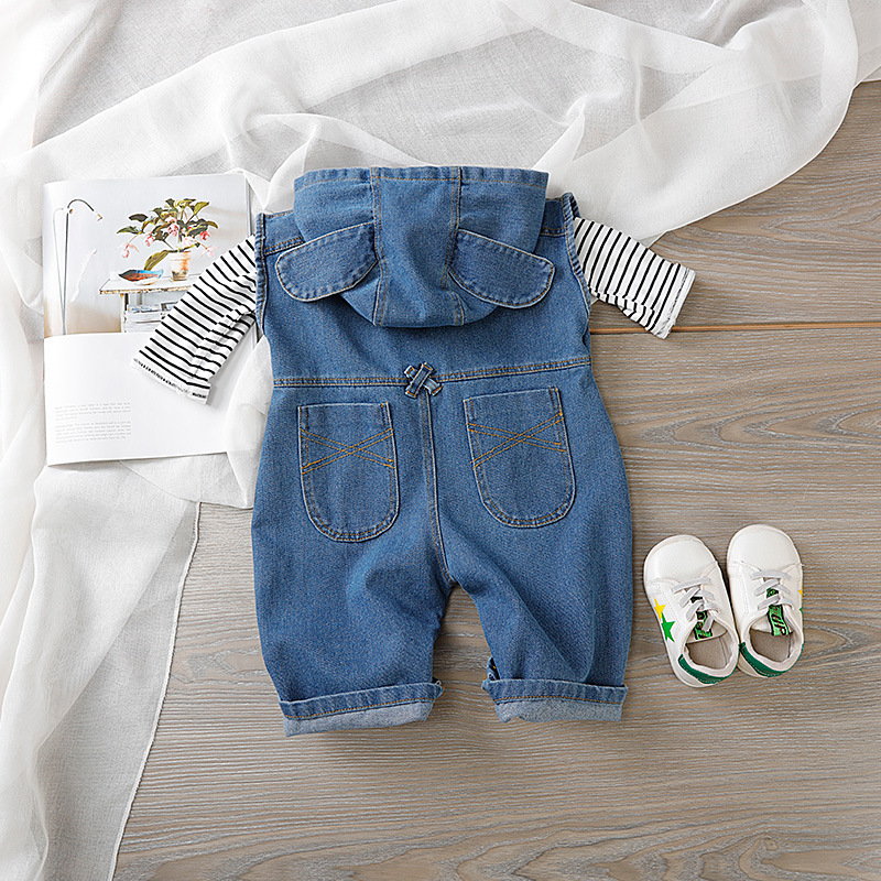 Baby Boy Cute Hooded Jeans Romper
