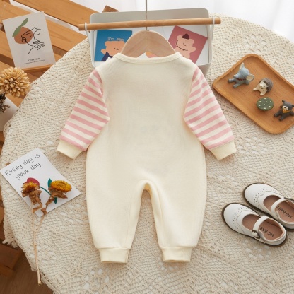 Baby Girl Eggplant Party Stripes Romper
