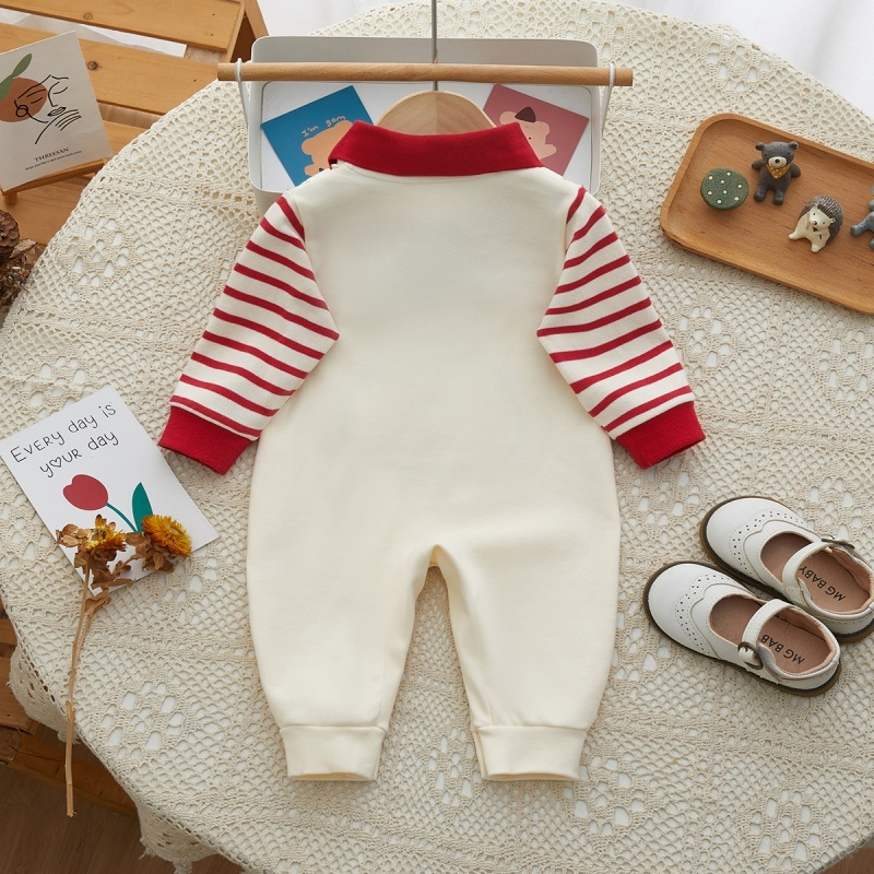 Baby Girl Mushroom False Two Piece Lapel Romper