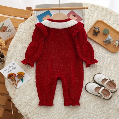 Baby Girl Red Velvet Heart Romper