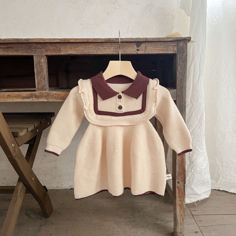 Baby Girl Cute Doll Neck Sweater Dress