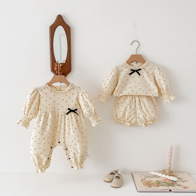 Baby Girl Small Crushed Flower Romper