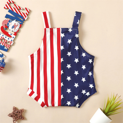Baby Girl American Independence Day Fag Pattern Bodysuit