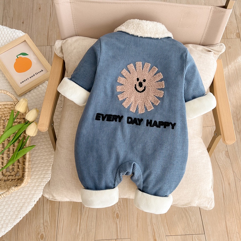 Baby Boy Corduroy Padded Lapel Romper