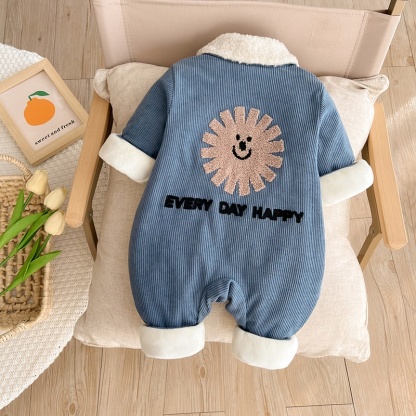 Baby Boy Corduroy Padded Lapel Romper