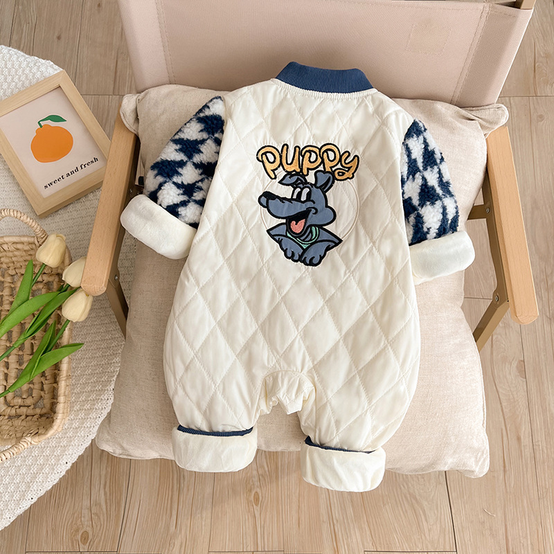 Baby Boy Thickened Padded Cute Puppy Romper