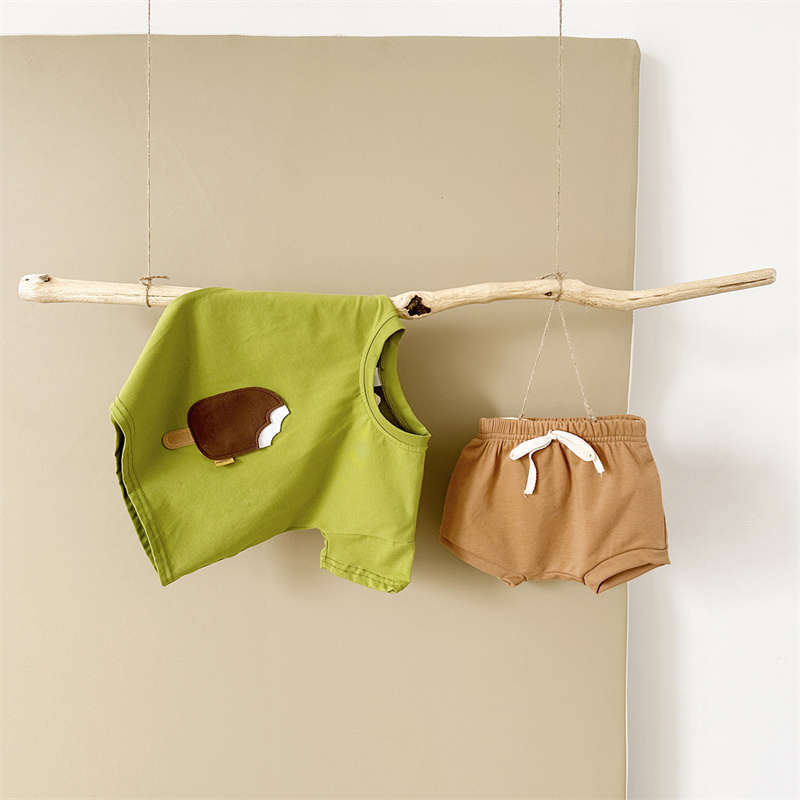 2pcs BabyBoy Ice Cream Cute T-shirt with Pant Set