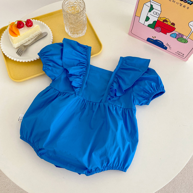 Baby Girl Lace Sleeve Flower Button Bodysuit