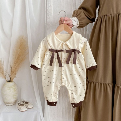 Baby Girl Full-printed Bow Long Sleeve Romper