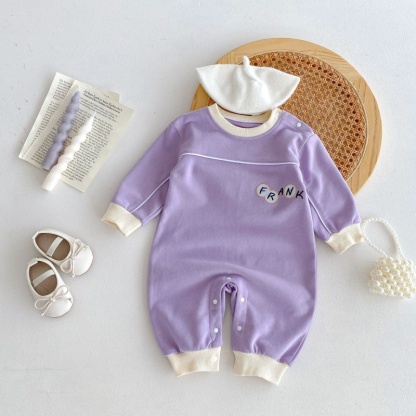 Baby Girl Alphabet EmbroideryLong Sleeve Romper