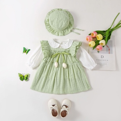 2pcs Baby Girl Long Sleeve Tulip Dress with Hat