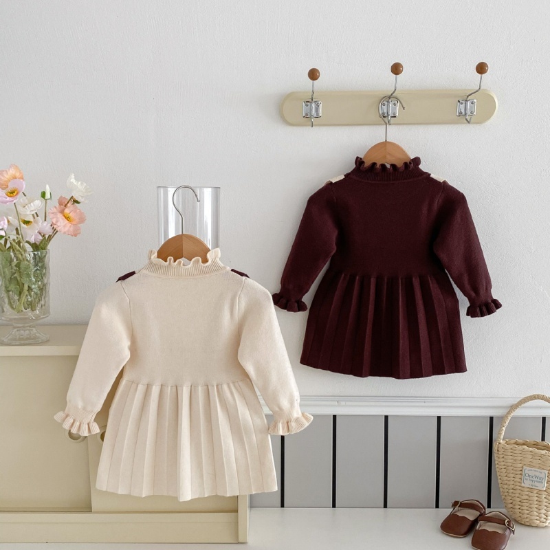 Baby Girl Knitted Flower Long Sleeve Dress