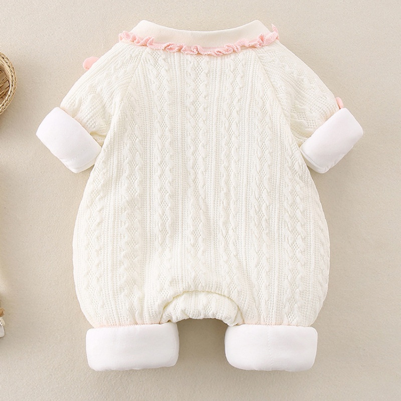 Baby Girl Pink Mushroom Lapel Romper