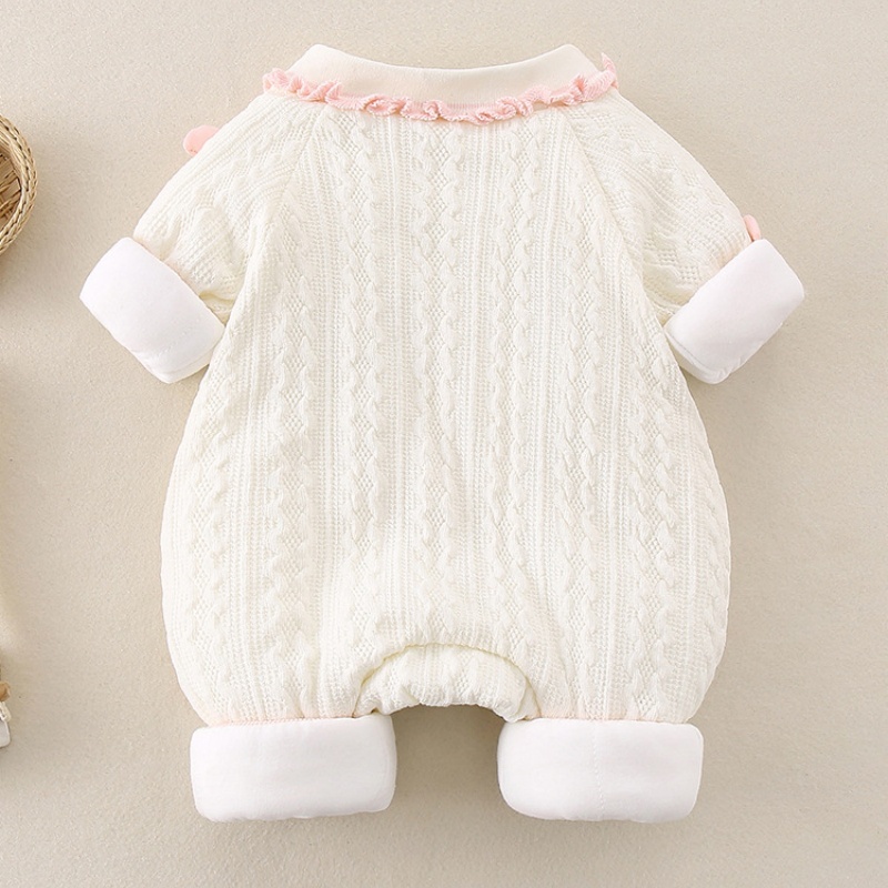 Baby Girl Pink Mushroom Lapel Romper