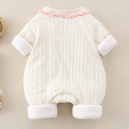 Baby Girl Pink Mushroom Lapel Romper