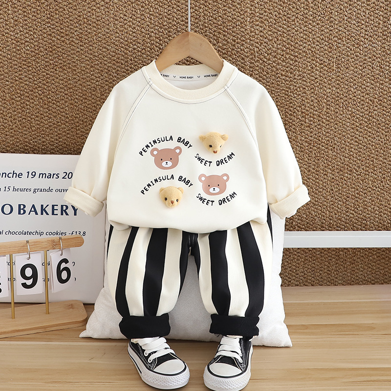 2pcs Baby Boy Long Sleeve Cubby Bear Set