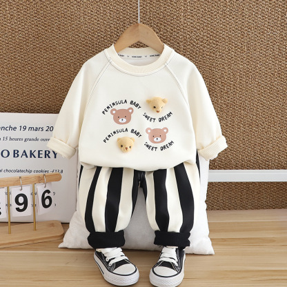2pcs Baby Boy Long Sleeve Cubby Bear Set