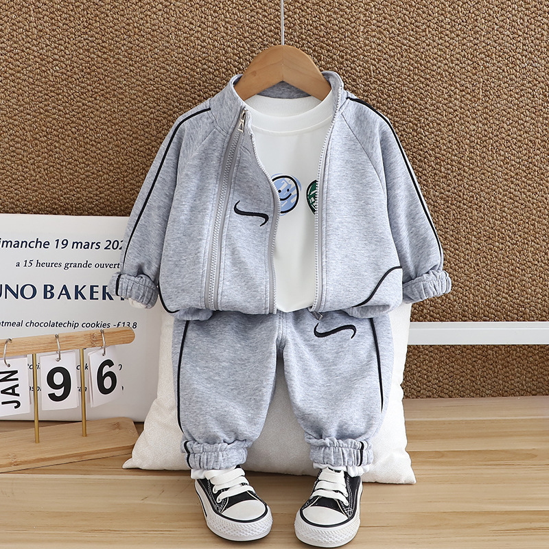 3pcs Baby Boy Long Sleeve Casual Sport Smiley Set