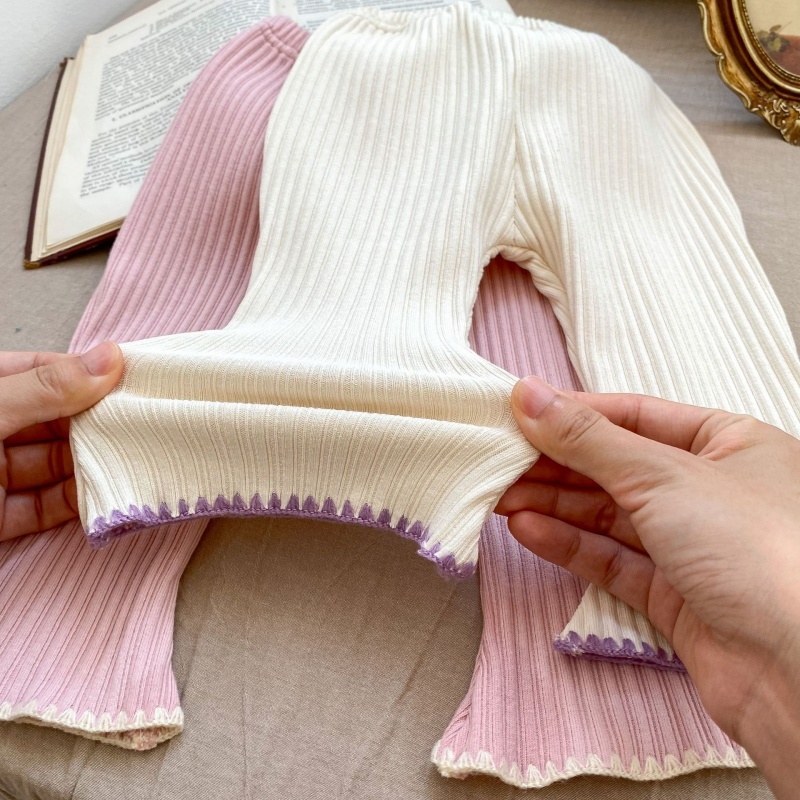 2pcs Baby Girl Lapel Long Sleeve Cardigan Micro Flared Trousers Set