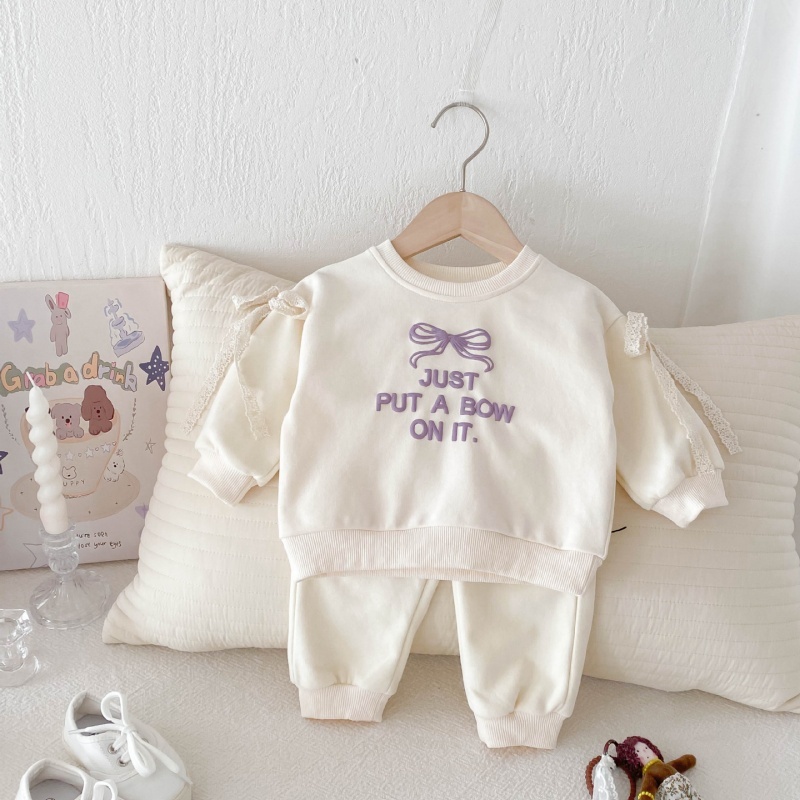 2pcs Baby Girl Fashion Letter Bowknot Casual Set