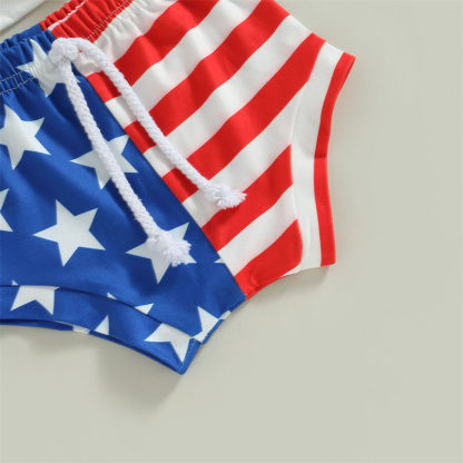 Baby Boys Independence Day Stars and Stripes Bodysuit + pant two-piece suit