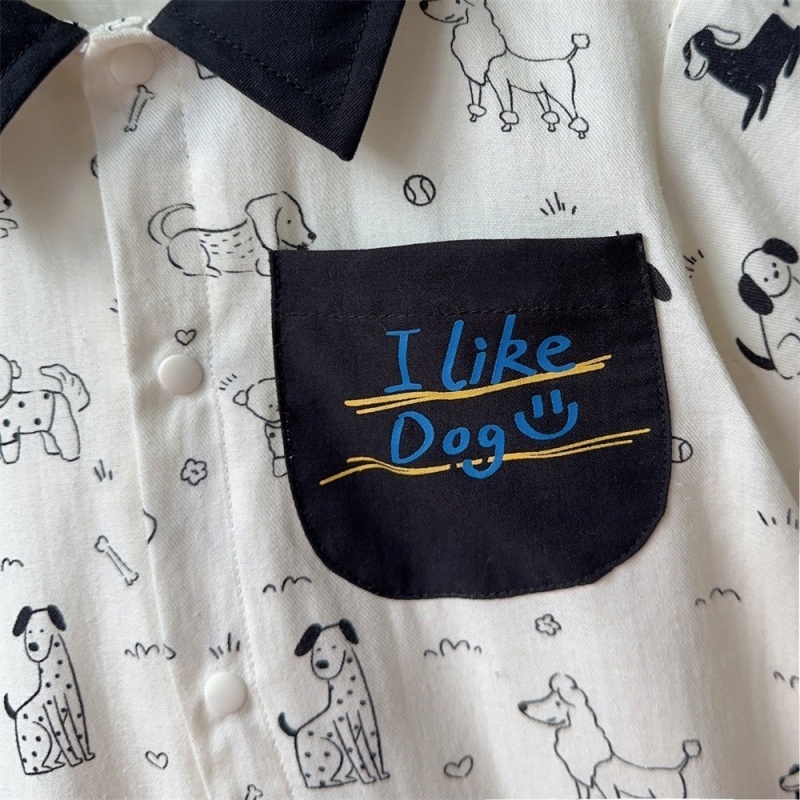 Baby Girl/Boy Full-print Cartoon Puppy Long Sleeve Romper