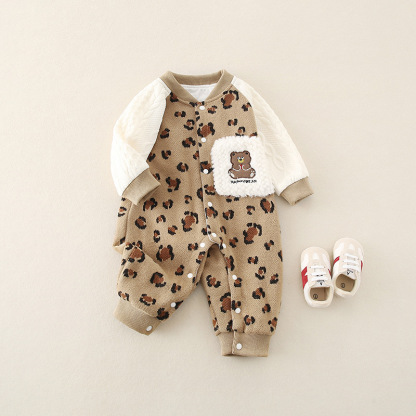 Baby Girl/Boy Cute Cartoon Leopard Print Bear Long Sleeve Romper