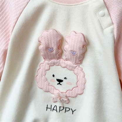 Baby Girl Cute Bunny with Three-dimensional Ears Long Sleeve Romper
