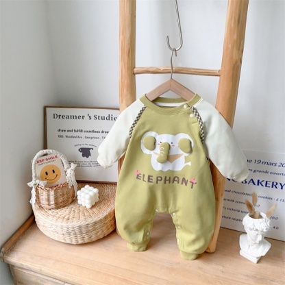 Baby Girl/Boy Cute Cartoon Kitten Elephant Long Sleeve Romper