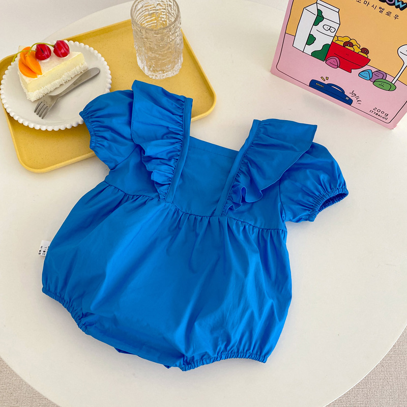 Baby Girl Lace Sleeve Flower Button Bodysuit