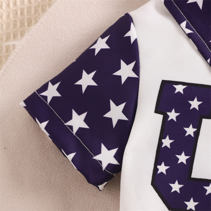 Baby Boys Independence Day USA Print Bodysuit + Suspenders 2pcs Set