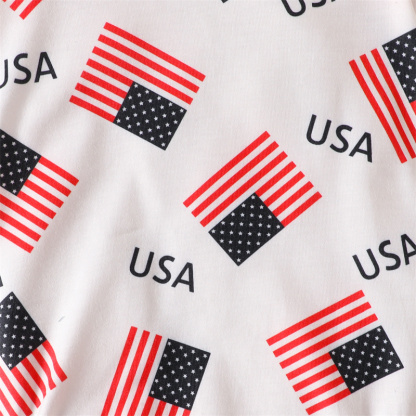 Baby Boy/Girl Independence Day Flag Print Short Sleeve Bodysuit