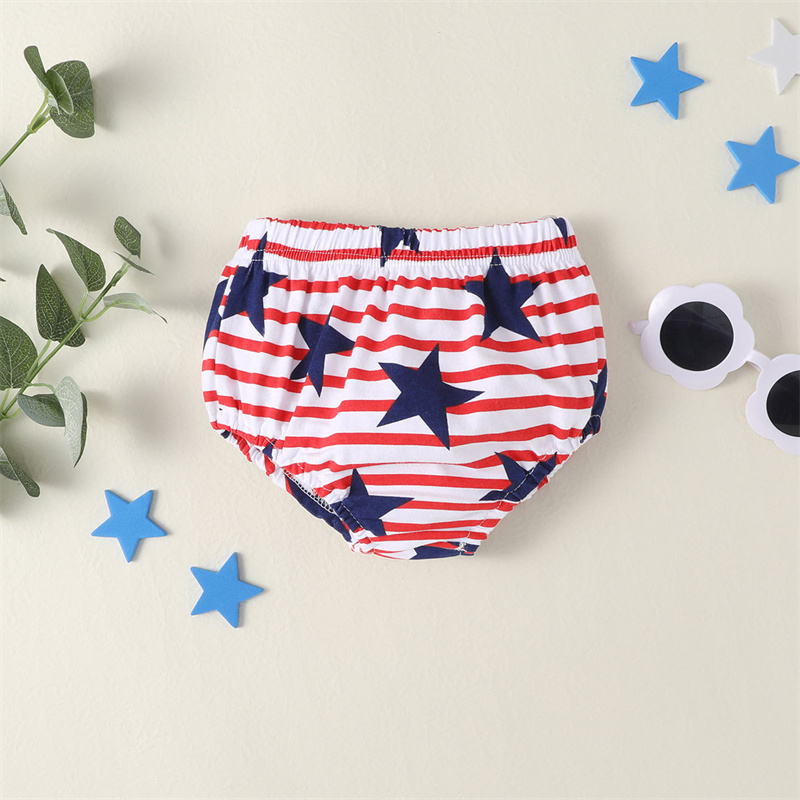 Baby Boy/Girl Independence Day Letter Print Short Sleeve Bodysuit with Pant 2pcs
