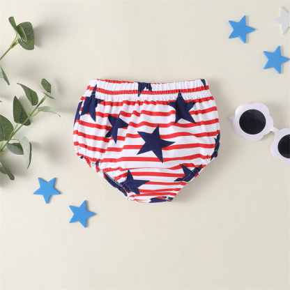 Baby Boy/Girl Independence Day Letter Print Short Sleeve Bodysuit with Pant 2pcs