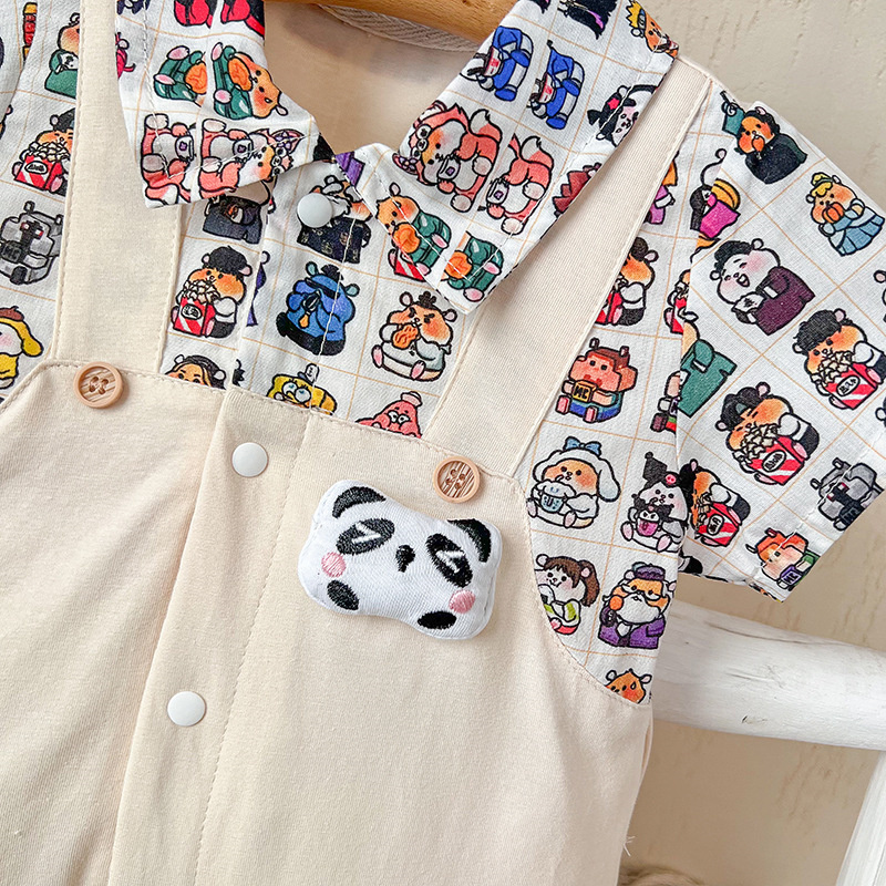 Baby Boy/Girl Cute Cartoon Panda Short Sleeve Romper