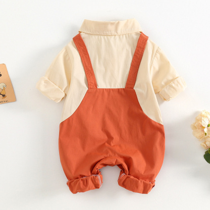 Baby Girl Flower Shirt Collar Long Sleeve Romper