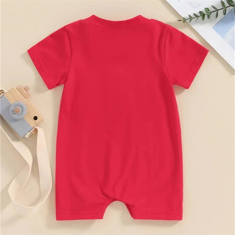Baby Boys Embroidered Independence Day Alphabet USA Short Sleeve Rromper