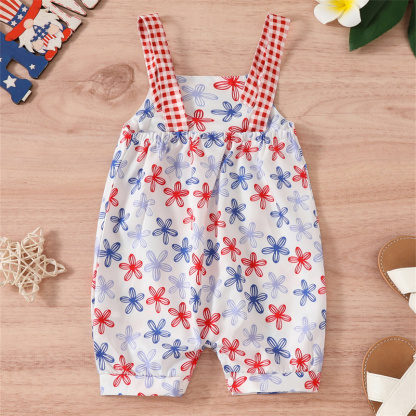 Baby Girl Independence Day Flower/Ice-cream/Star Sling Sleeveless Bodysuit