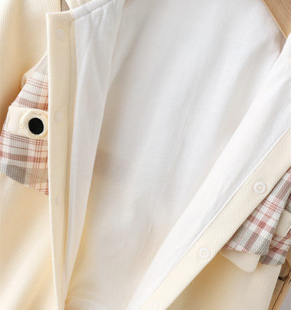 Baby Boy Cute Little Eyes Plaid Tie Long Sleeve Romper