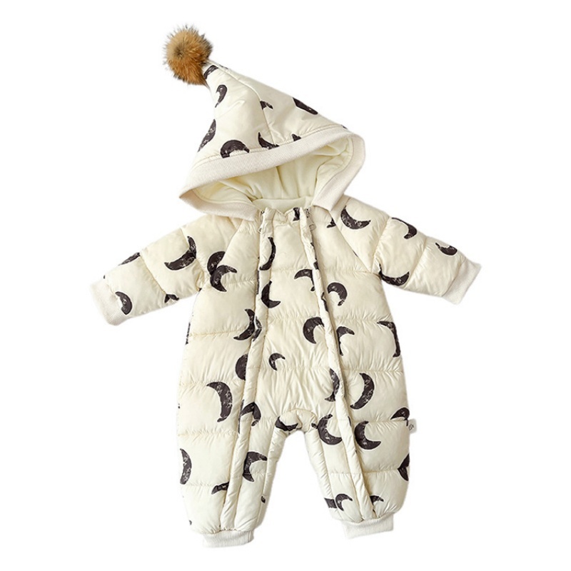 Baby Cute Full-printed Moon Sandwich Thickened Cotton Romper