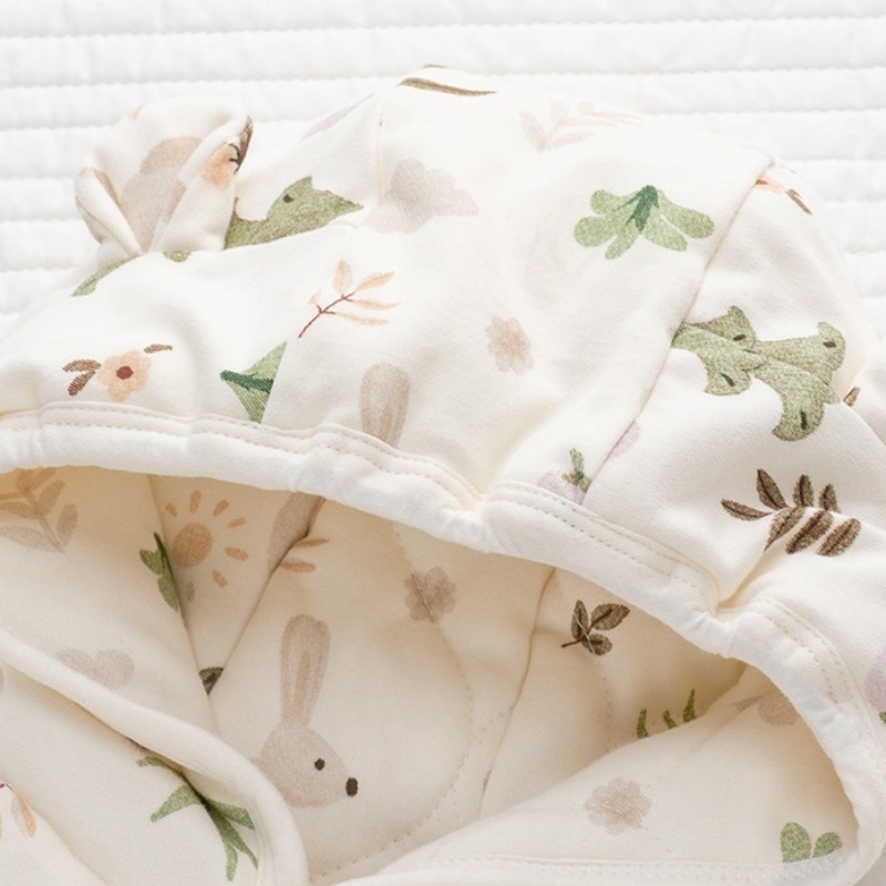 Baby Cute Ink Garden Print Thickened Hooded Cotton Coat Romper