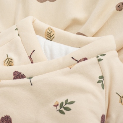 Baby Cute Acorn Leaves Print Thickened Hooded Cotton Coat Romper