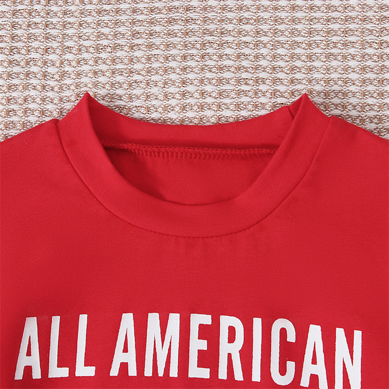 2pcs Baby Boy American Independence Day Red T-shirt with Pant Set