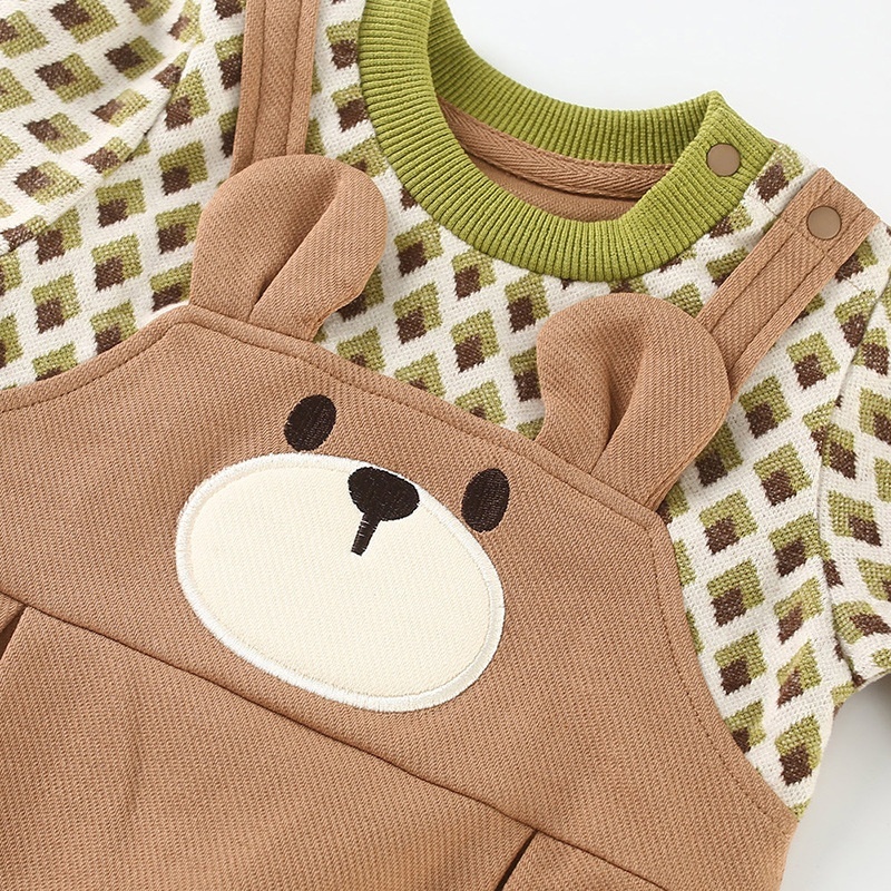 Baby Boy Eared Bear Ringer Romper