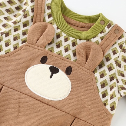 Baby Boy Eared Bear Ringer Romper