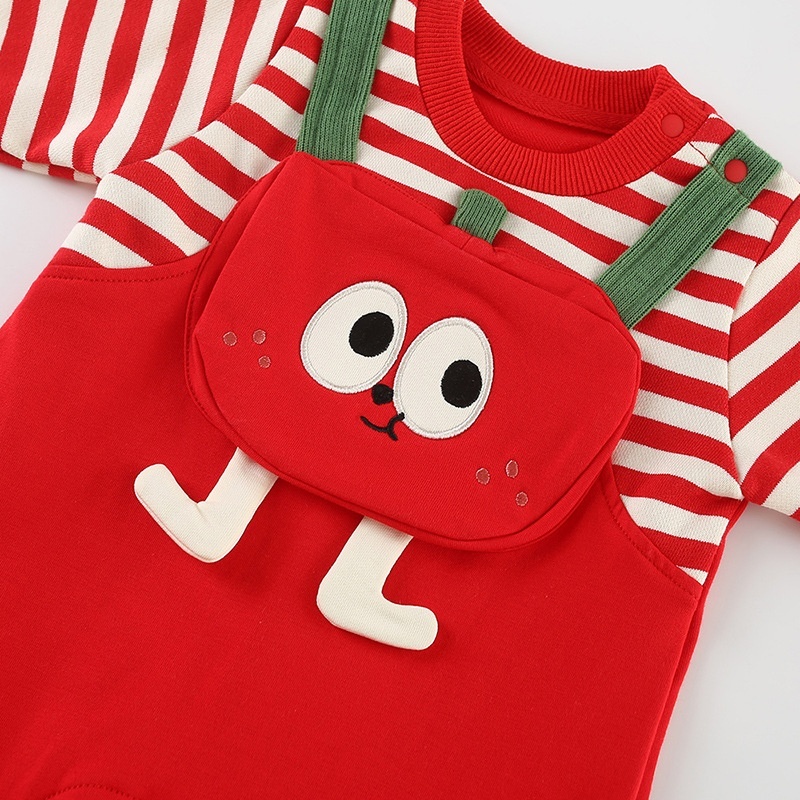 Baby Girl Striped Red Fruit Romper