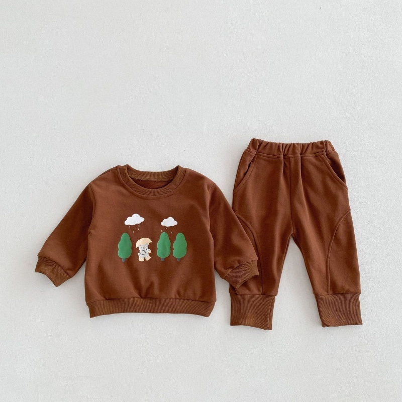 2pcs Baby Girl/Boy Great Bear Tree Sweatshirt Long Sleeve Set