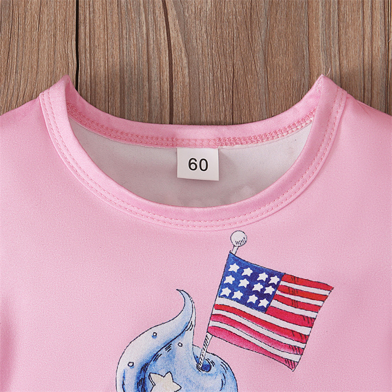 2pcs Baby Girl Fishscale Ice cream Pattern T-shirt with Pant Set