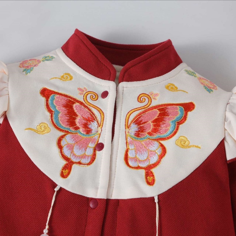Baby Girl Chinese Style Butterfly Romper with Hat 