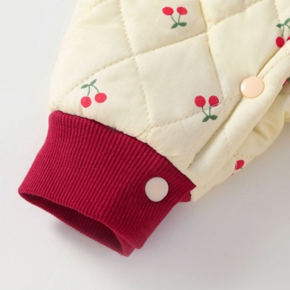 Baby Girl Cherry Clip Cotton Lapel Romper